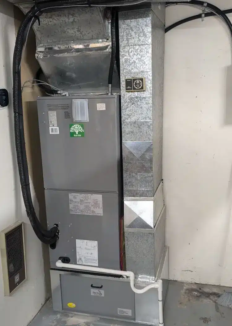 A new air handler installed to ensure compatibility with new heat pump system